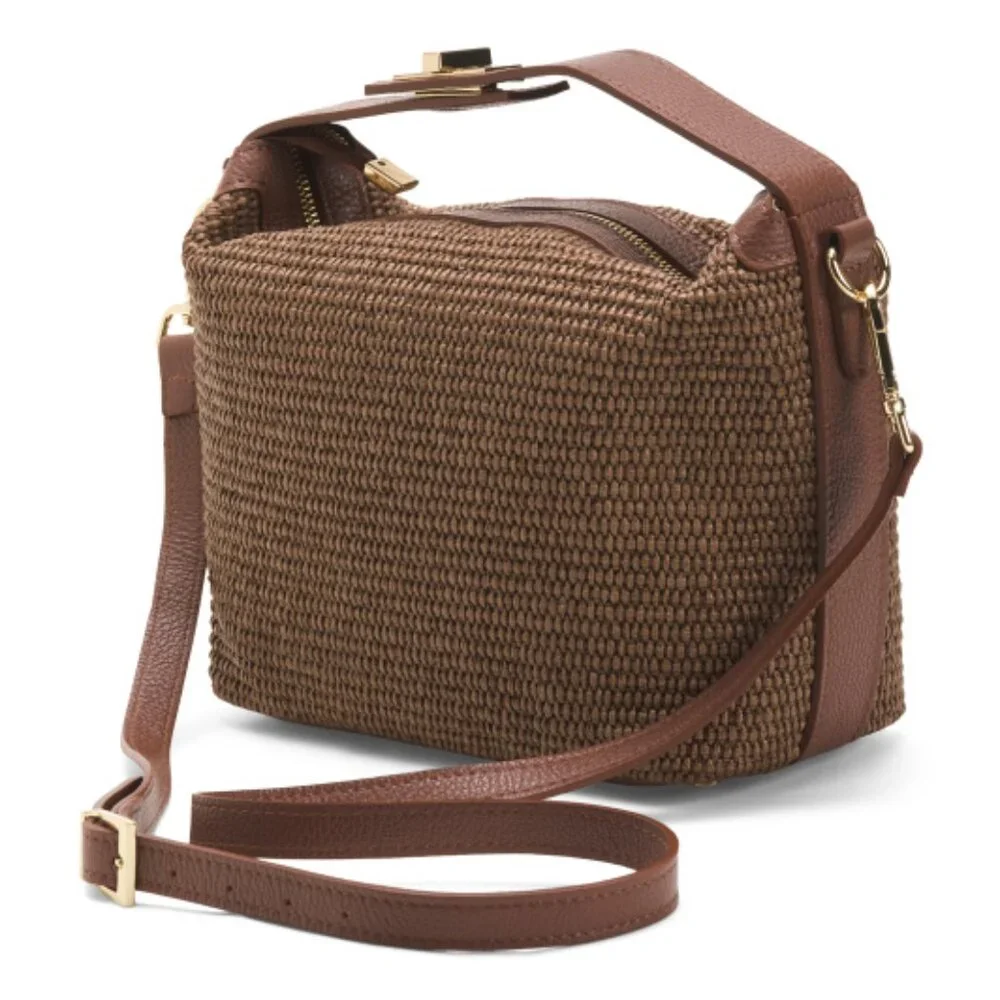 VIOLA CASTELLANI Made In Italy Straw Straw Medium Folded Handle Satchel